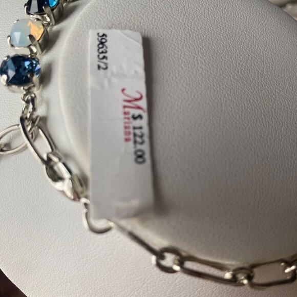 Mariana Navy Blue Swarovski Crystal NWT Rhodium Plated Silver Sparkle Necklace - Picture 6 of 10